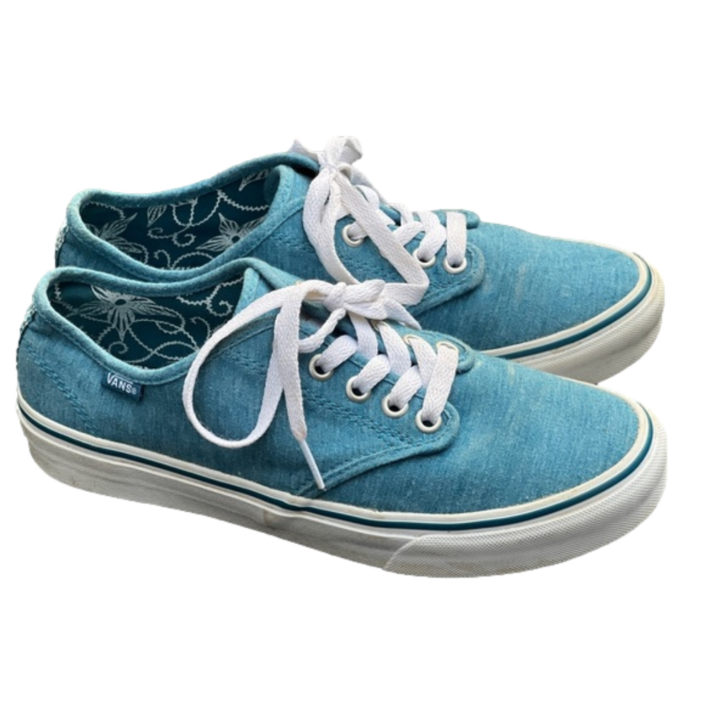 Vans women’s lace up turquoise sneakers, size 7 EUC
